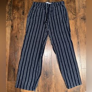 Linen striped blue pants with rope tie